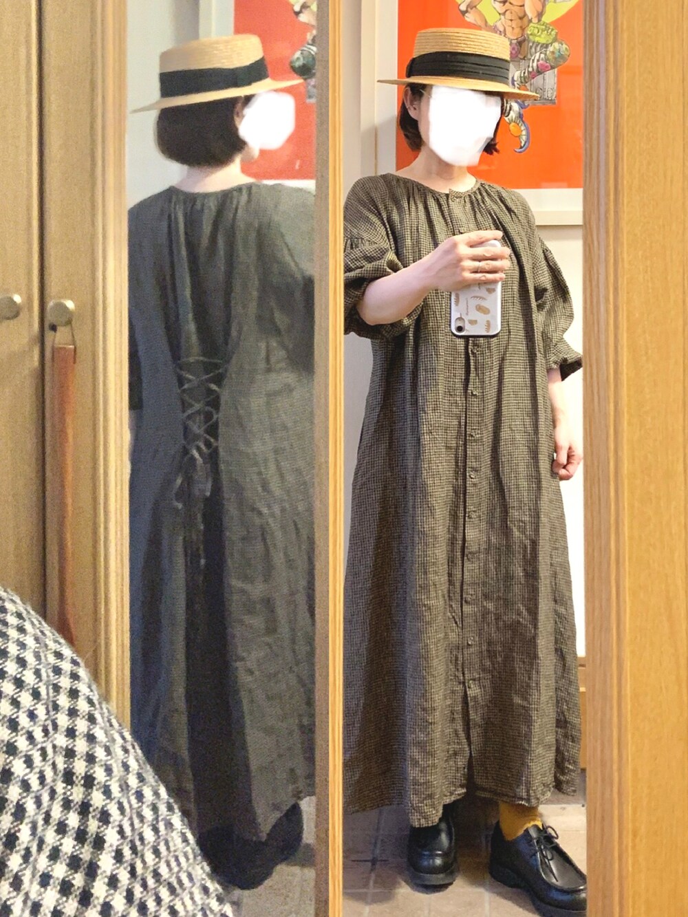 「古着屋購入品、古着」|「無印良品のアイテム(Tシャツ/カットソー、ホワイト系)」を使った、まっきさん(レディース・149cm)の秋コーディネートの2枚目の写真