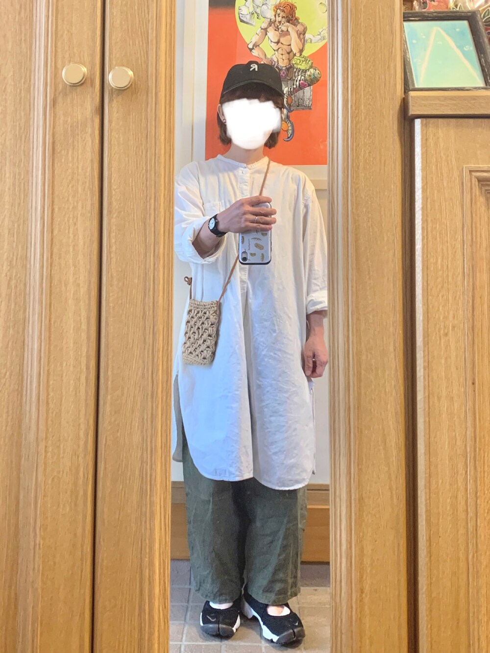 「今日のコーデ、今日の服、古着、リメイク古着、キャップ、ベスト、作家メイド、作家メイド服、エアリフト」｜「古着のアイテム（ベスト、グリーン系）」を使った、まっきさん（レディース・149cm）の秋コーディネートの3枚目の写真