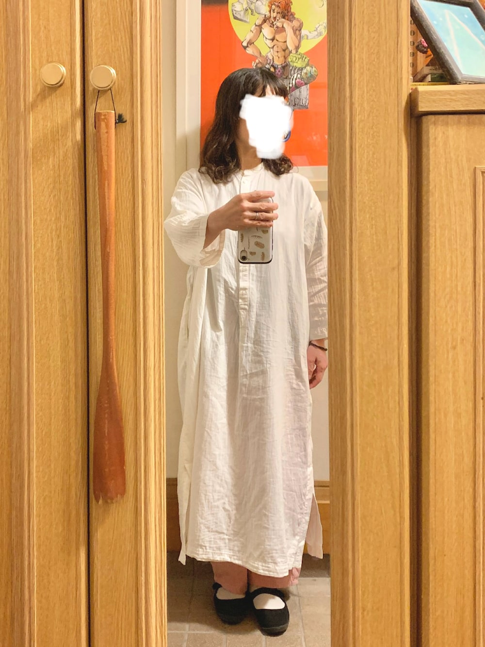 「昨日のコーデ、昨日の服、シンプルコーデ」｜「無印良品のアイテム（ワンピース、ホワイト系）」を使った、まっきさん（レディース・150cm）の秋コーディネートの2枚目の写真