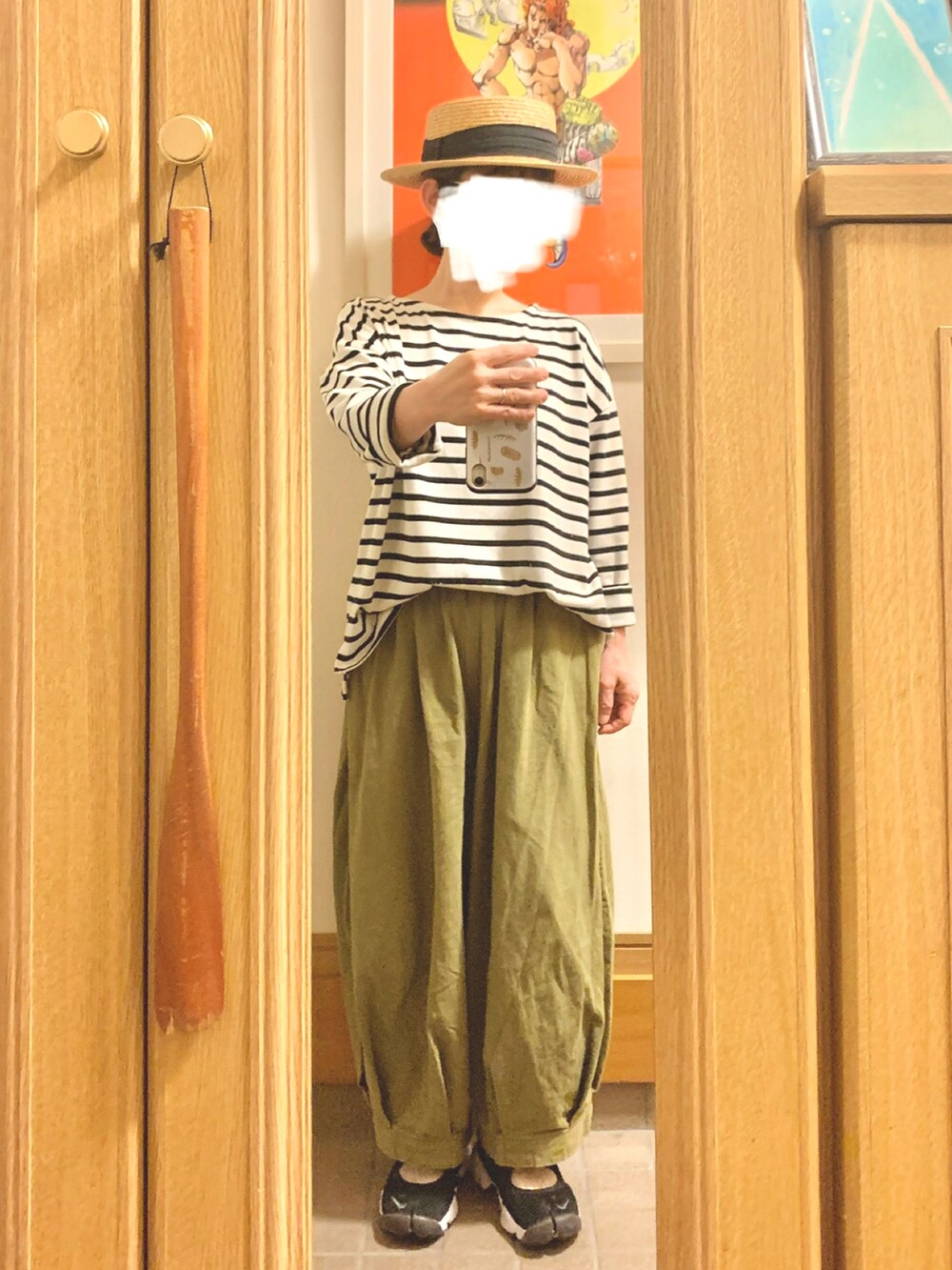 「昨日のコーデ、昨日の服、ボーダー、プチプラ、作家メイド、エアリフト」｜「iro no hiのアイテム（Tシャツ/カットソー、その他）」を使った、まっきさん（レディース・149cm）の春コーディネートの2枚目の写真