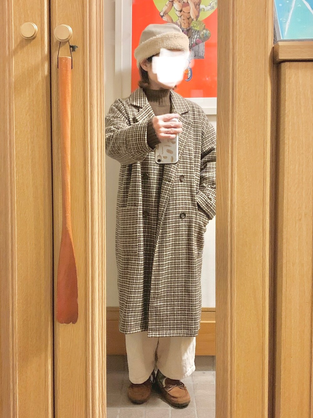 「昨日のコーデ、昨日の服、シンプルコーデ、プチプラコーデ」｜「しまむらのアイテム（チェスターコート、ブラウン系）」を使った、まっきさん（レディース・149cm）の冬コーディネートの3枚目の写真
