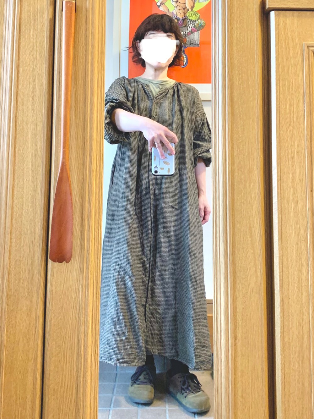 「昨日のコーデ、秋色コーデ、古着、モンタナ」｜「Samansa Mos2のアイテム（ワンピース、ブラウン系）」を使った、まっきさん（レディース・149cm）の秋コーディネートの2枚目の写真
