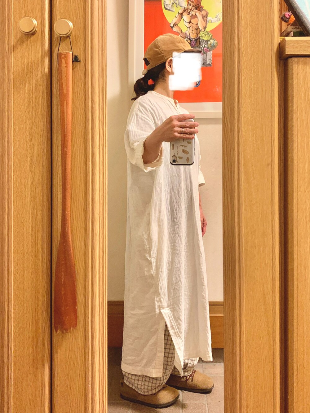 「昨日のコーデ、昨日の服、シンプルコーデ」｜「無印良品のアイテム（ワンピース、ホワイト系）」を使った、まっきさん（レディース・150cm）の秋コーディネートの3枚目の写真