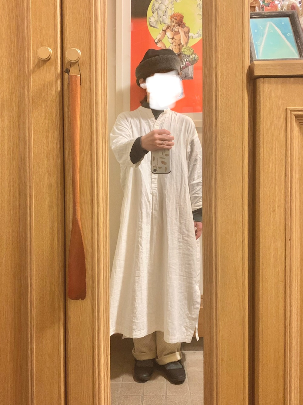 「昨日のコーデ、昨日の服、ワンピース、ライナー、古着」｜「Samansa Mos2のアイテム（モッズコート、グリーン系）」を使った、まっきさん（レディース・149cm）の春コーディネートの3枚目の写真