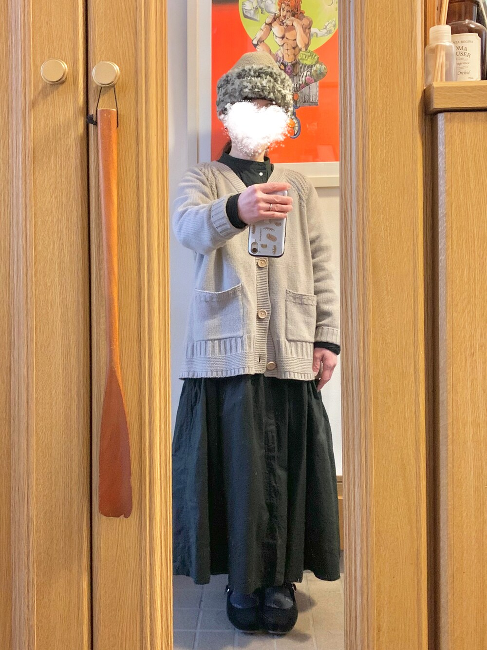 「今日のコーデ、今日の服、シンプルコーデ、カーディガン」｜「SOのアイテム（ワンピース/ドレス、ブラック系）」を使った、まっきさん（レディース・149cm）の冬コーディネートの3枚目の写真