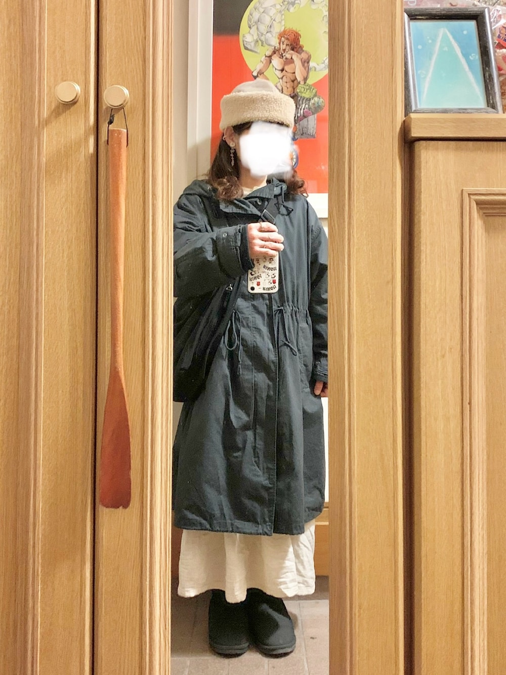「昨日のコーデ、昨日の服、ベスト、ワンピース」｜「作家メイドのアイテム（ベスト、ベージュ系）」を使った、まっきさん（レディース・150cm）の冬コーディネートの3枚目の写真