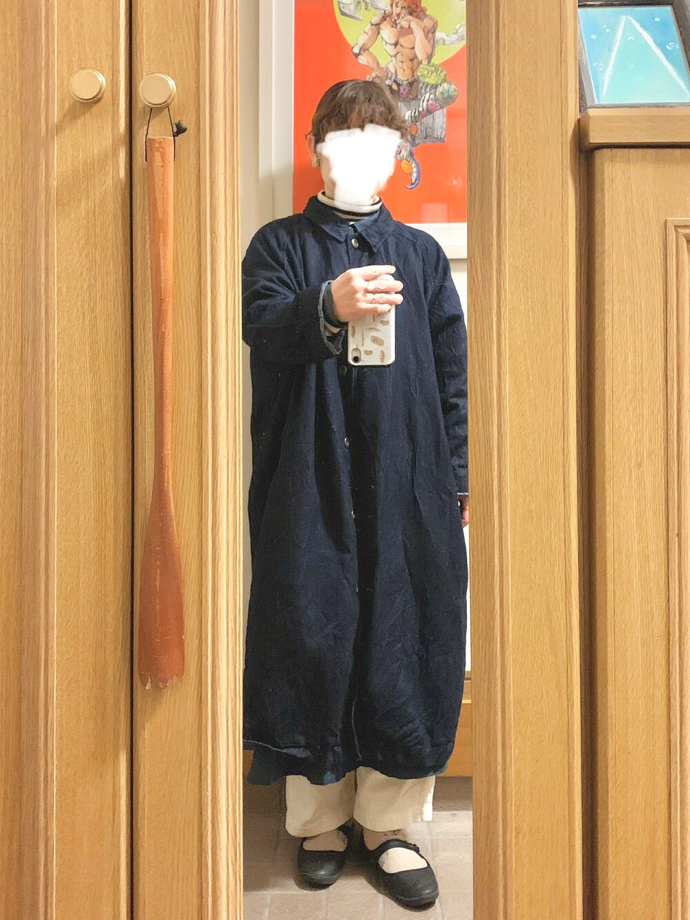 「今日のコーデ、今日の服、タートルネック、シャツワンピ、デニムコート」｜「studio la causeのアイテム（バッグ、ブラック系）」を使った、まっきさん（レディース・149cm）の冬コーディネートの2枚目の写真