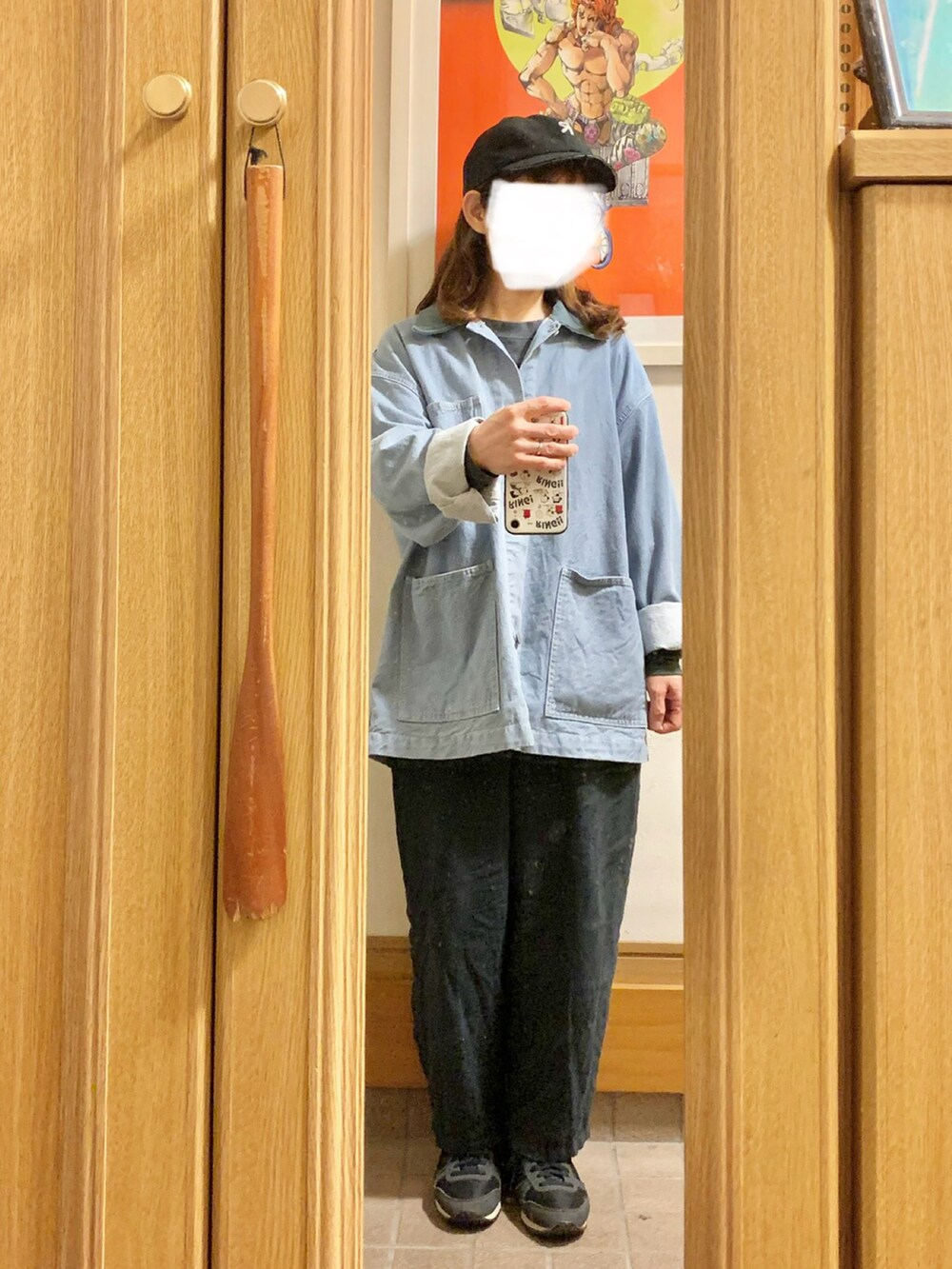 「昨日のコーデ、昨日の服、古着、リネンパンツ、キャップ」｜「マルシェ購入品のアイテム（キャップ、ブラック系）」を使った、まっきさん（レディース・150cm）の夏コーディネートの3枚目の写真