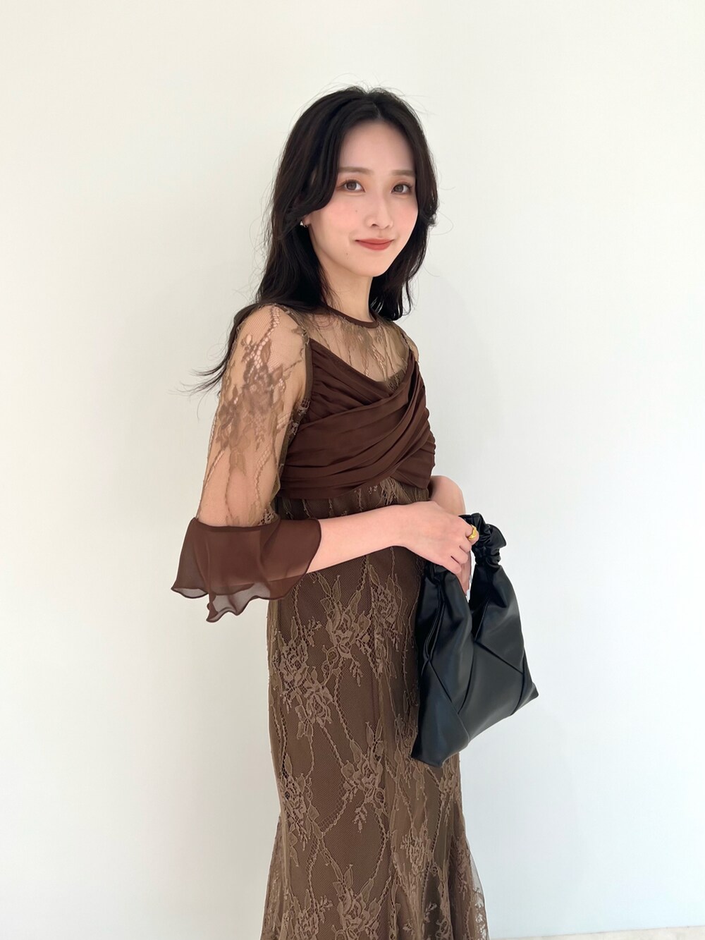 【値下げしました】Leja結婚式お呼ばれドレス 茶色 マーメイドドレスブラウン レジャ Leja 花柄ボレロマーメイドワンピースセットアップロング