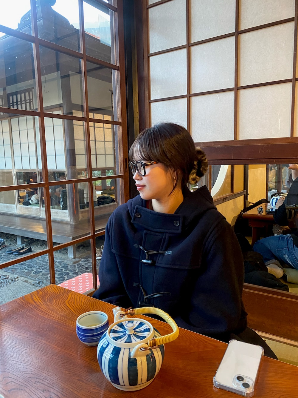 「冬アウター、冬のコーデ、今日のコーデ、ダッフルコート、コート、お洒落さんとつながりたい、冬、オトナカジュアル、おしゃれさんと繋がりたい、シンプルコーデ」｜「CANAL JEANのEl mar ダッフルロングコート（ダッフルコート、ブルー系）」を使った、優さん（レディース・160cm）の冬コーディネートの3枚目の写真