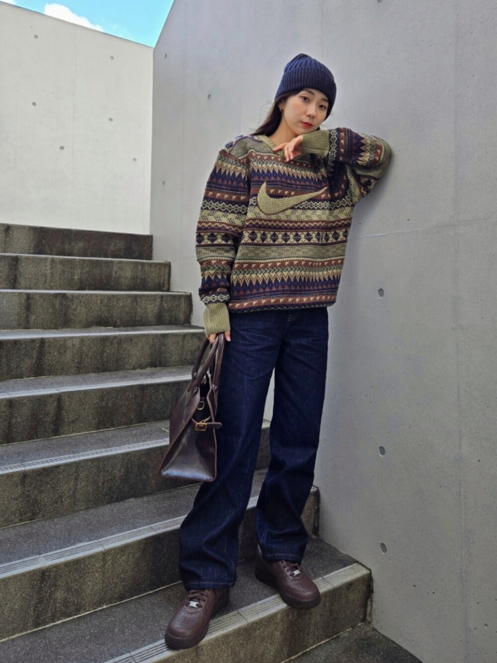 NIKEのニット/セーター（グリーン系）を使った人気ファッション