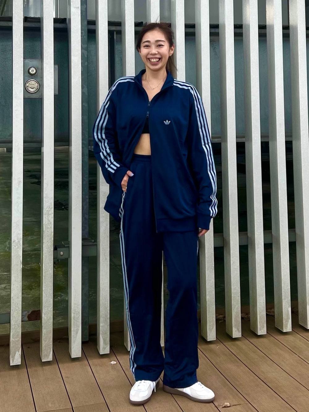 ナヨン着用　adidas セットアップ ジャージ トラックジャケットパンツ水色L adidas】TWICEナヨン着用 水色 ジャージ 上下 セットアップ M/S