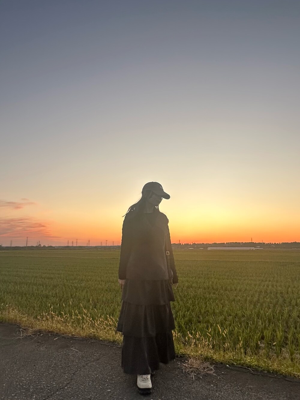 グレー系のベスト、ブラック系のTシャツ/カットソー、その他のスカートを着用したレディースの秋コーディネートの2枚目の写真