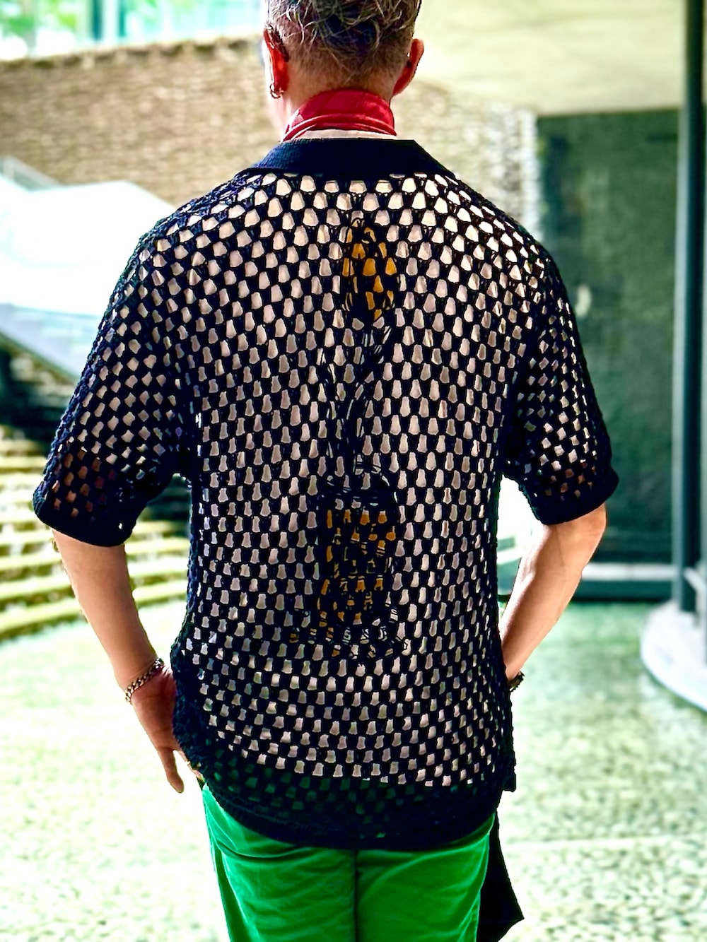 「きれいめカジュアル、大人カジュアル、オトナカジュアル」｜「BALのBAL / CHECKERED LOOSE GAUGE SKIPPER POLO（ポロシャツ、ブラック系）」を使った、pipimarさん（メンズ・170cm）の夏コーディネートの4枚目の写真