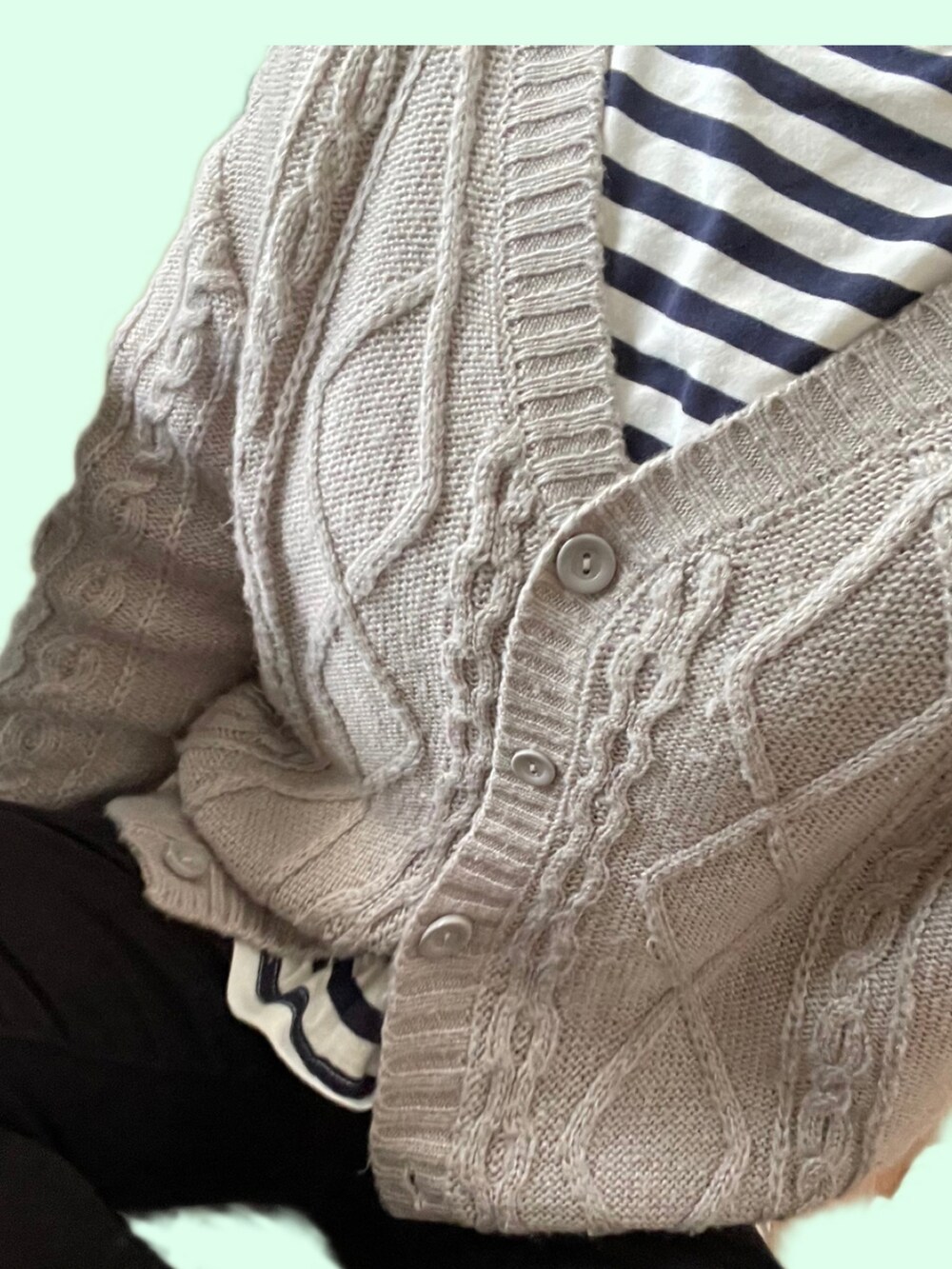 「大人カジュアル、おしゃれさんと繋がりたい、パンツスタイル、ラクチンコーデ、カーディガン、グレー、チェック、ボーダー」｜「SM2のアイテム（カーディガン/ボレロ、その他）」を使った、konomiiさん（レディース・153cm）の秋コーディネートの2枚目の写真