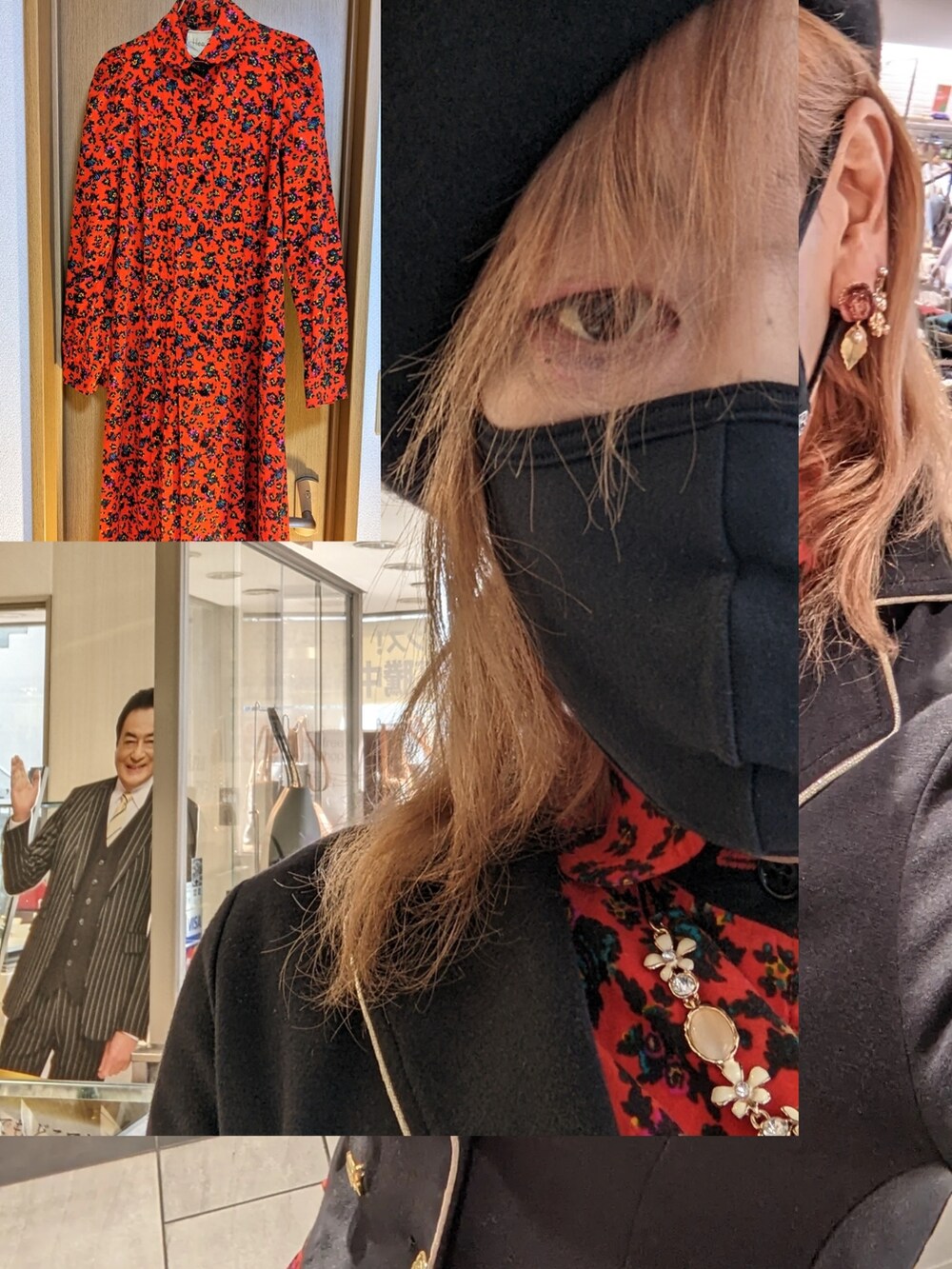 「服とコスメでなりたい自分に、休日コーデ、お洒落さんとつながりたい、スカートスタイル、古着」｜「しまむらのアイテム（ハンチング/ベレー帽、ブラック系）」を使った、ななお(七緒)さん（レディース・169cm）の冬コーディネートの5枚目の写真