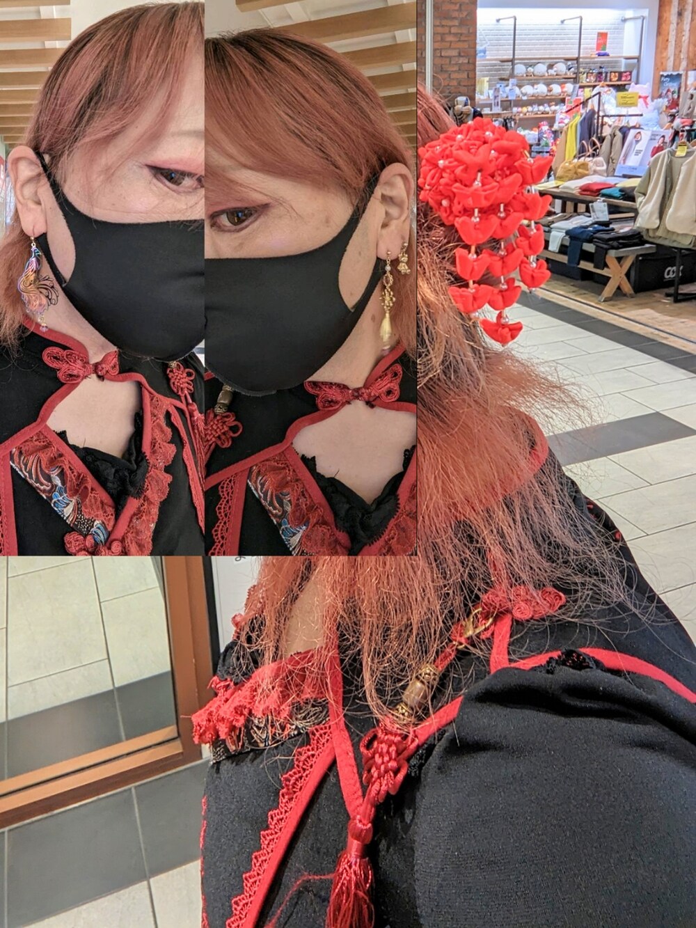「休日コーデ、服とコスメでなりたい自分に、お洒落さんとつながりたい、和中華、ゴスロリ」｜「OZZ ONESTEのアイテム（ワンピース、ブラック系）」を使った、ななお(七緒)さん（レディース・169cm）の冬コーディネートの4枚目の写真
