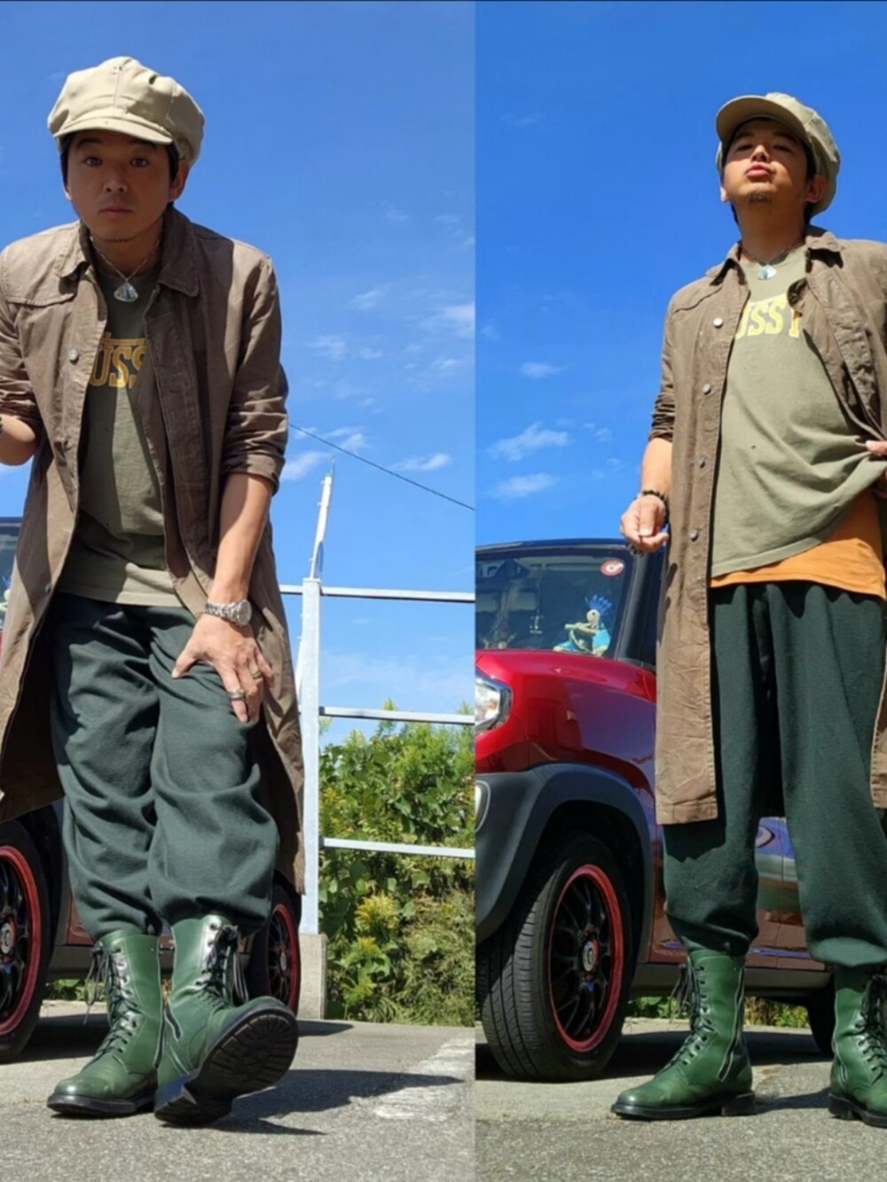 「ミリタリーコーデ、ストリート、秋っぽコーデ更新中」｜「STUSSYのアイテム（Tシャツ/カットソー、グリーン系）」を使った、hiroyukeeeeeeさん（メンズ・179cm）の春コーディネートの3枚目の写真