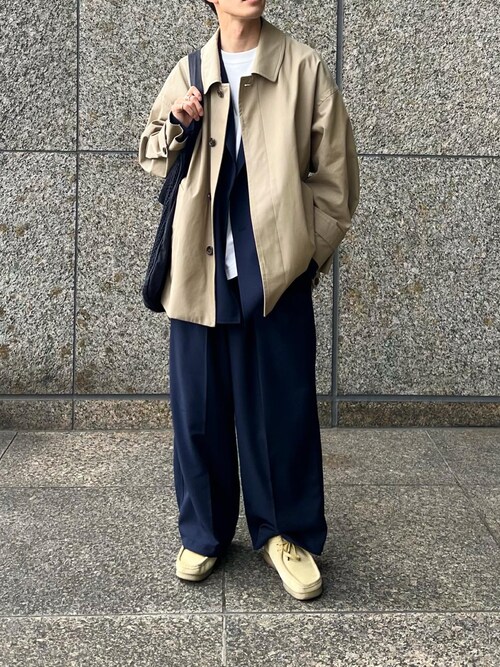 Graphpaper ステンカラーコート ブラックストライプ サイズ2 Graphpaper グラフペーパー Wide Stripe Wool Oversized Coat