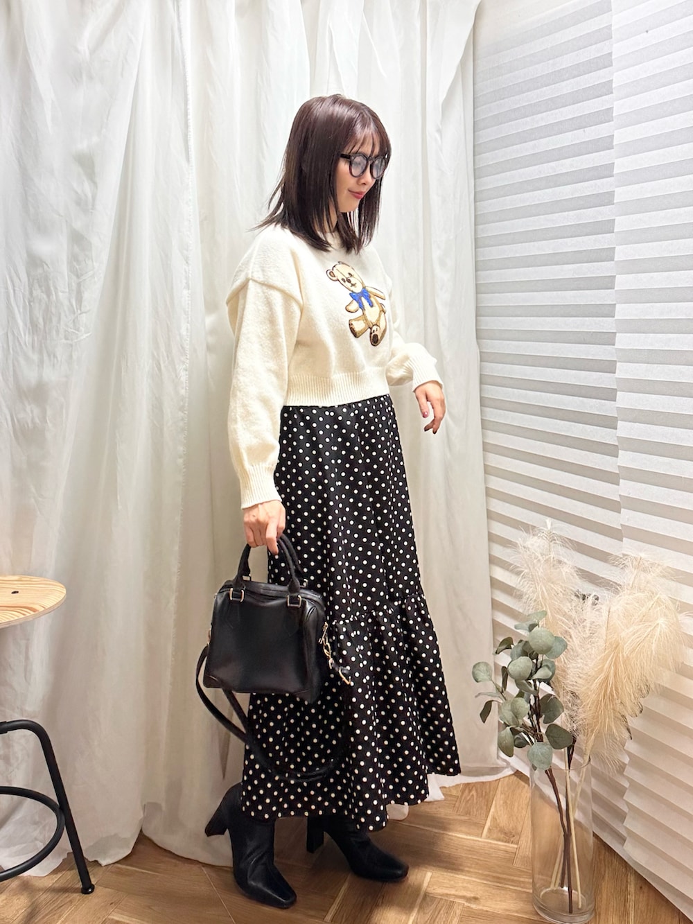 あんまるさんの「ミニボストンＢａｇ（Honeys）」を使ったコーディネートの2枚目の写真