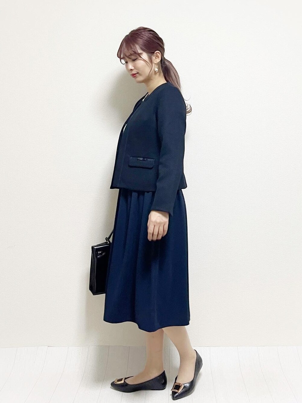 「春服、春コーデ、入学式、卒業式、入学式コーデ、卒業式コーデ、プチプラコーデ、プチプラ、アベイル、ハニーズ、Honeys、ノーカラージャケット、レースワンピース、ワンピース、フォーマル」｜「Honeysのレース使いワンピース（ワンピース、ホワイト系）」を使った、あんまるさん（レディース・166cm）の春コーディネートの3枚目の写真