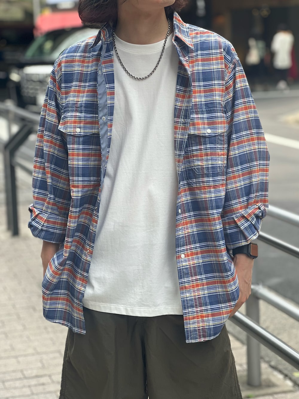 「このスタイルがお気に入り」｜「THE NORTH FACE PURPLE LABELのアイテム（シャツ/ブラウス、グリーン系）」を使った、冨田 幸大さん（メンズ・171cm）の夏コーディネートの2枚目の写真