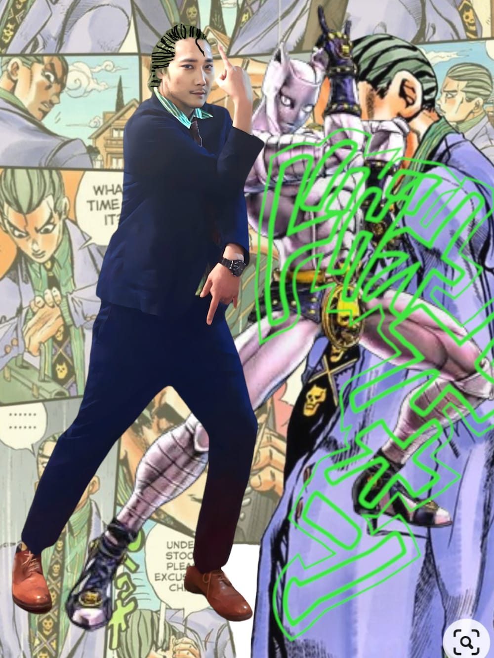 ブルー系のテーラードジャケット、グリーン系のシャツ/ブラウス、レッド系のネクタイを着用したメンズの冬コーディネートの2枚目の写真