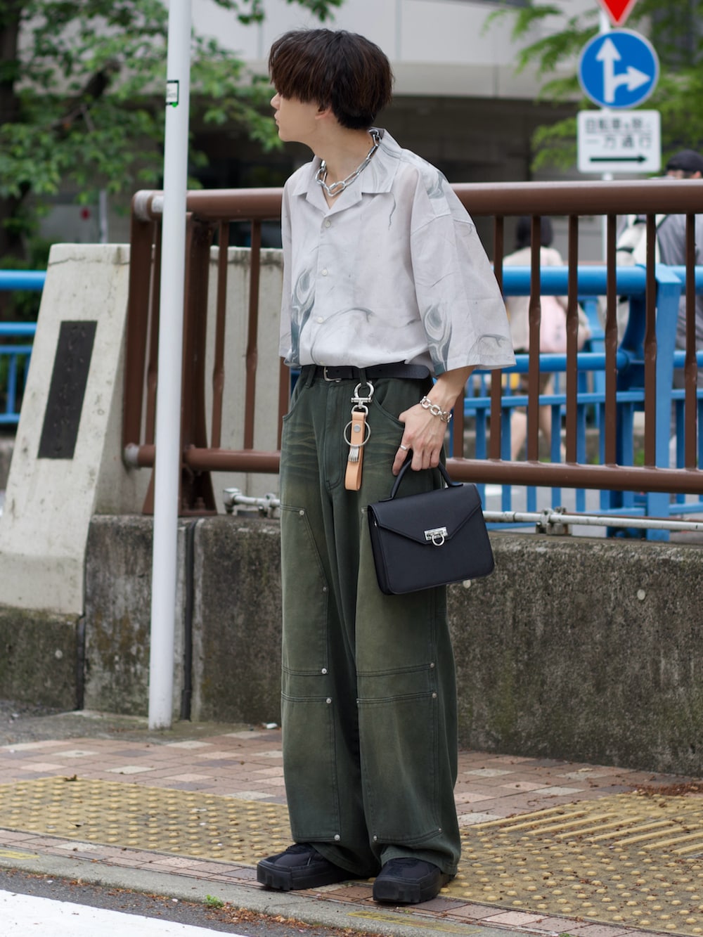 col.さんの「Marble Pattern Short-Sleeve Shirt - マーブル転写総柄半袖シャツ（KUUUPY）」を使ったコーディネートの2枚目の写真