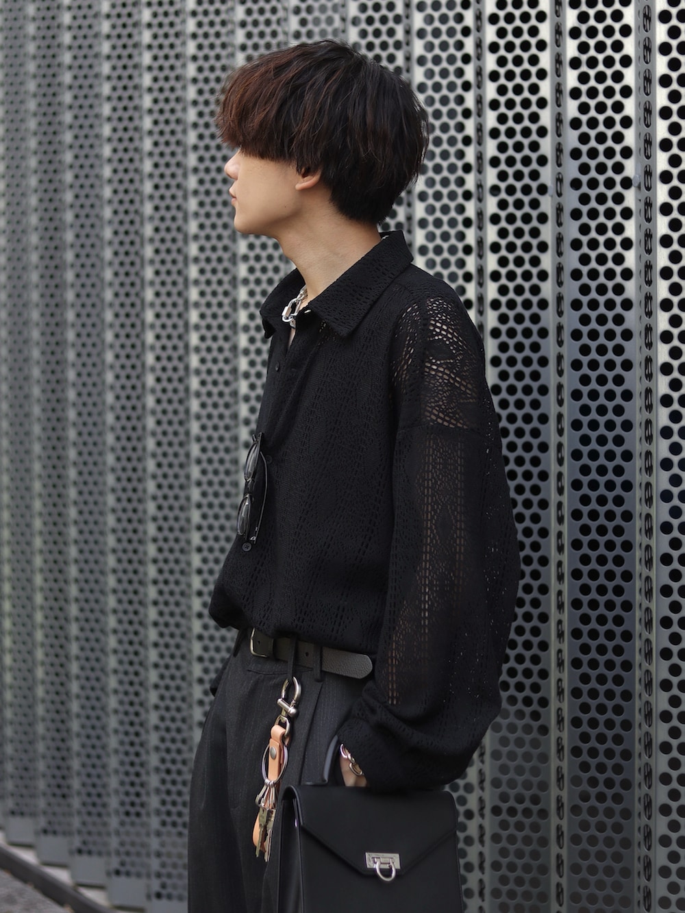col.さんの「Lace Sheer Regular Collar Shirts - レースシアーレギュラーカラーシャツ（KUUUPY）」を使ったコーディネートの2枚目の写真
