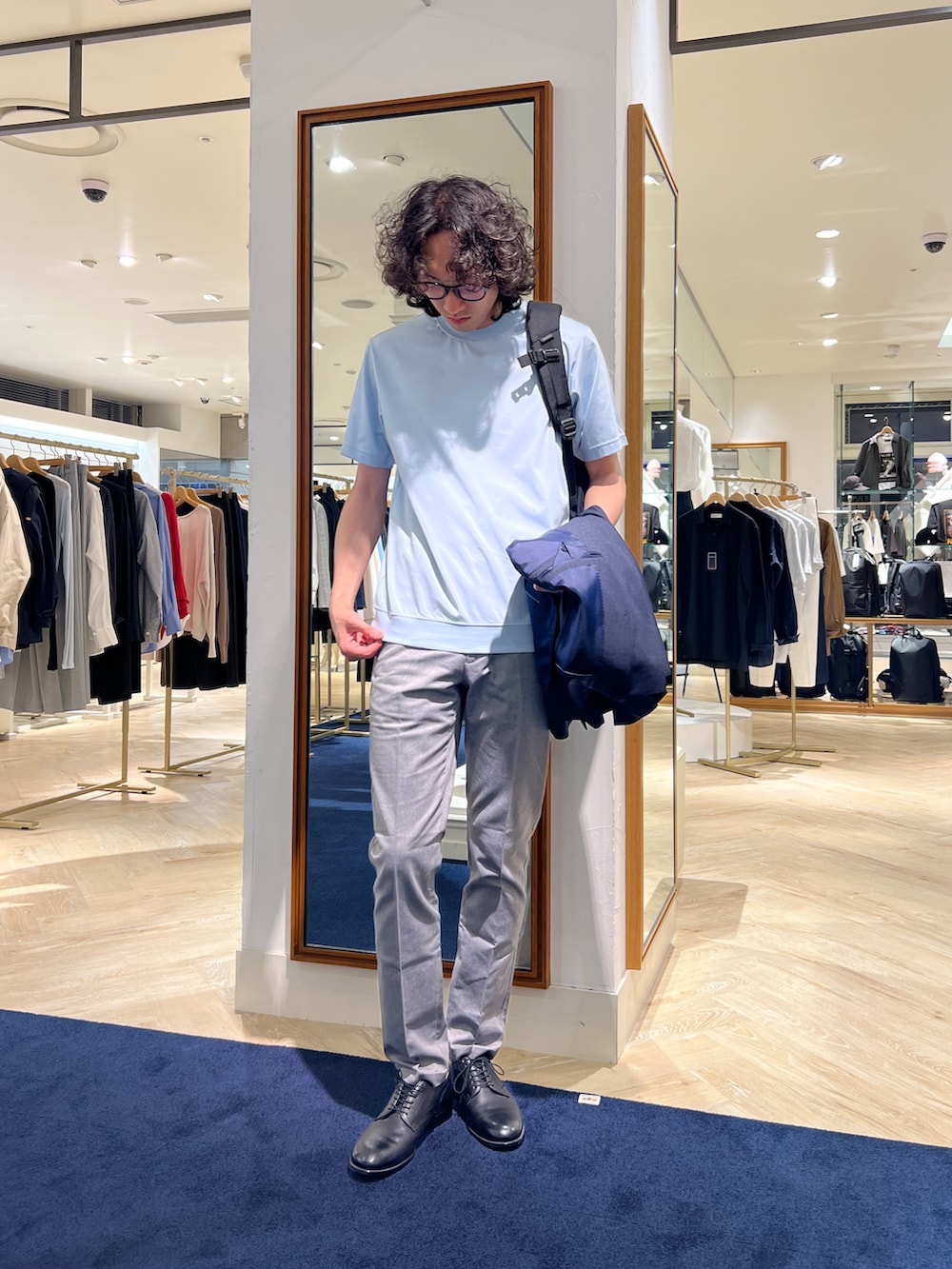 「NOLLEY'S、NOLLEY'S&goodman、nolleys、ノーリーズ、ノーリーズグッドマン、WEXLEY、ウェクスレイ、ジャケット、テーラードジャケット、ビジカジ、ビジネススタイル、ビジネスカジュアル、夏コーデ、アパレルスタッフ」｜「NOLLEY’Sの《セットアップ/ビジカジ対応》TRABEST JK 25SS（テーラードジャケット、ブルー系）」を使った、ooiさん（メンズ・178cm）の春コーディネートの4枚目の写真