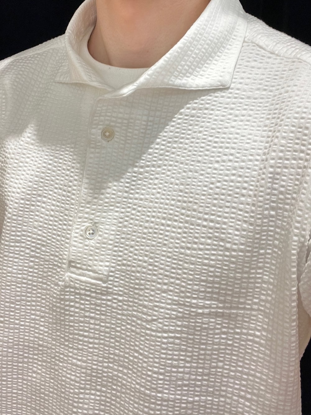 「NOLLEY'S、ノーリーズ、夏コーデ、ビジネスカジュアル、オフィスカジュアル、メンズコーデ、ポロシャツ、おしゃれさんと繋がりたい、いいね、save、フォローお願いします🤑、今日のコーデ」｜「NOLLEY’Sの《ビジカジ対応》サッカーワンピースカラーポロシャツ（ポロシャツ、ホワイト系）」を使った、ooiさん（メンズ・179cm）の夏コーディネートの6枚目の写真