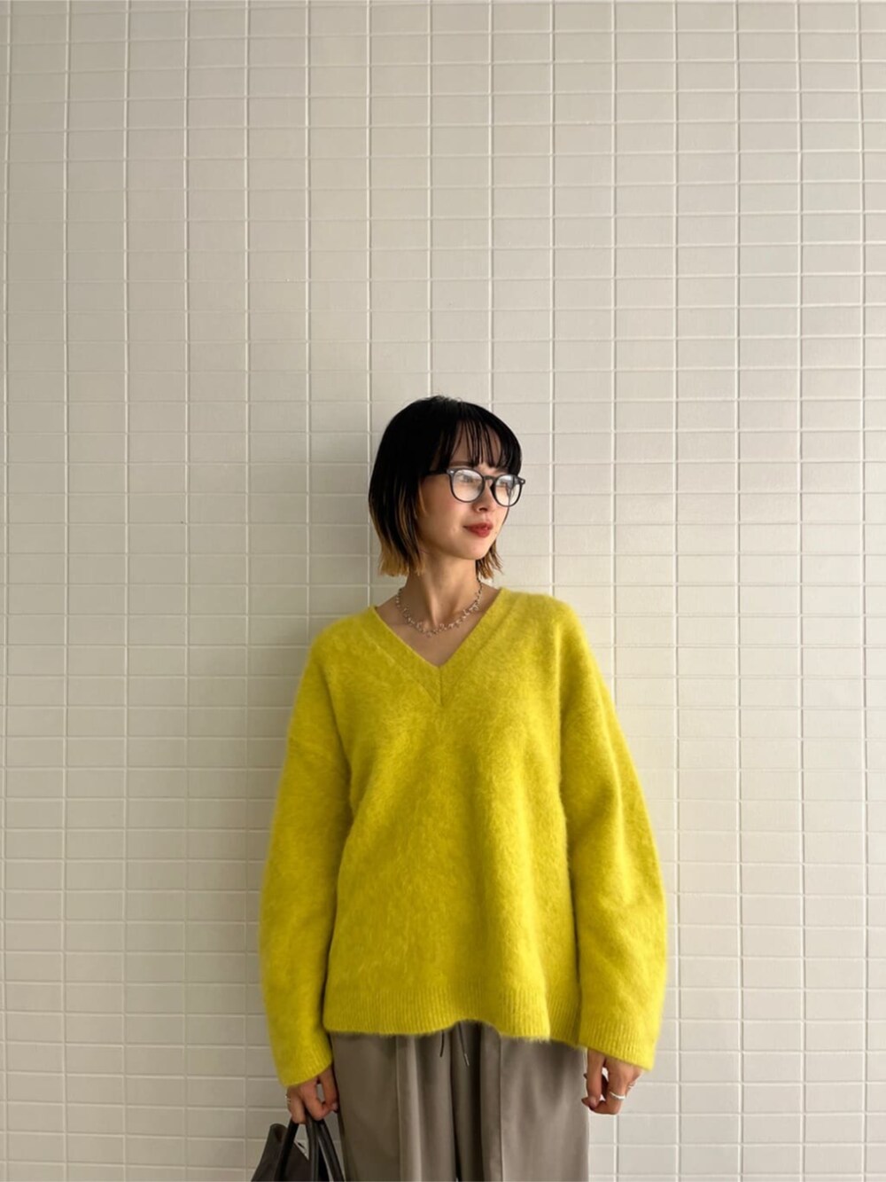 DRESSLAVE◆フォックスカシミヤVネックニット/ニット・セーター(厚手)/38/ウール/グレー/91510823 フォックスカシミヤブレンド Vネックニットプルオーバー