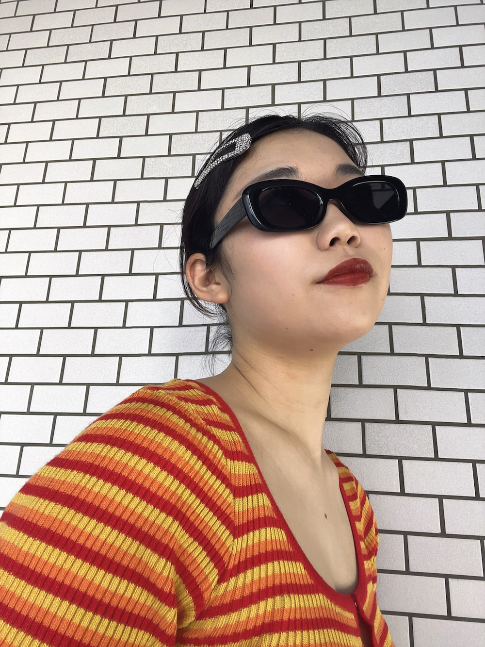 「スポーツミックス、春夏コーデ、着回しコーデ、おしゃれさんと繋がりたい、骨格ウェーブ、LOWRYS FARM、jouetie、アパレルスタッフ、出勤コーデ、ootd」｜「jouetieのアイテム（カーディガン/ボレロ、レッド系）」を使った、暖乃さん（レディース・159cm）の春コーディネートの3枚目の写真