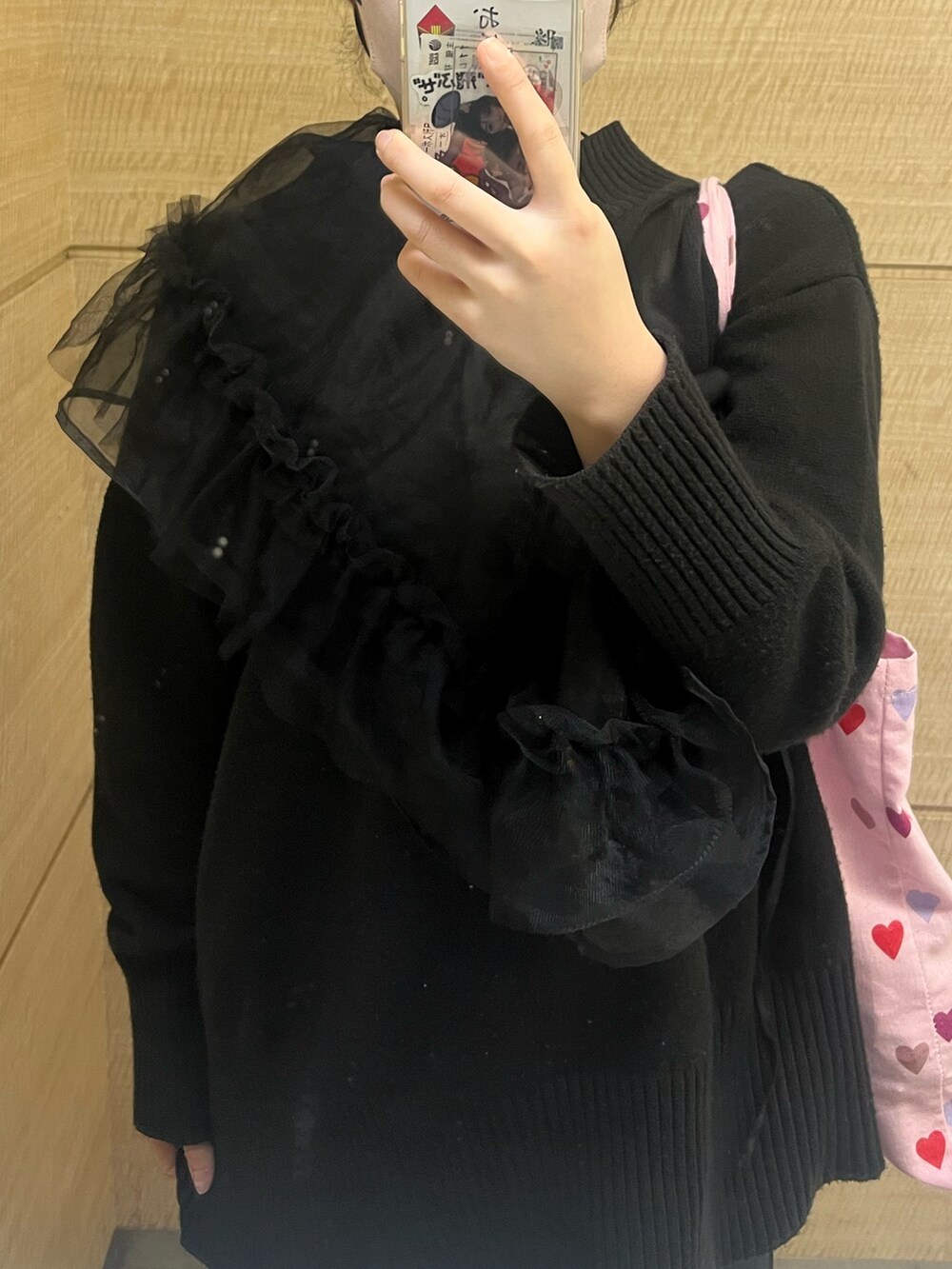 「LOWRYS FARM、出勤コーデ、ootd、アパレルスタッフ、アパレル店員、トレンド、チュール」｜「LOWRYS FARMのアイテム（ニット/セーター、ブラック系）」を使った、暖乃さん（レディース・159cm）の冬コーディネートの3枚目の写真
