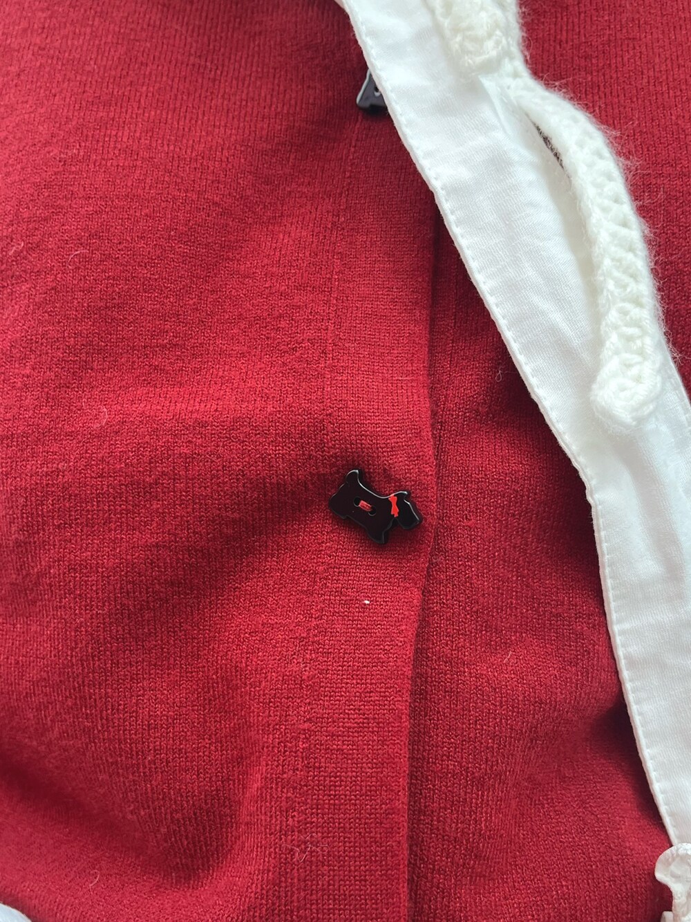 レッド系のカーディガン/ボレロ、ホワイト系のショルダーバッグ、ホワイト系のシャツ/ブラウスを着用したレディースの秋コーディネートの9枚目の写真