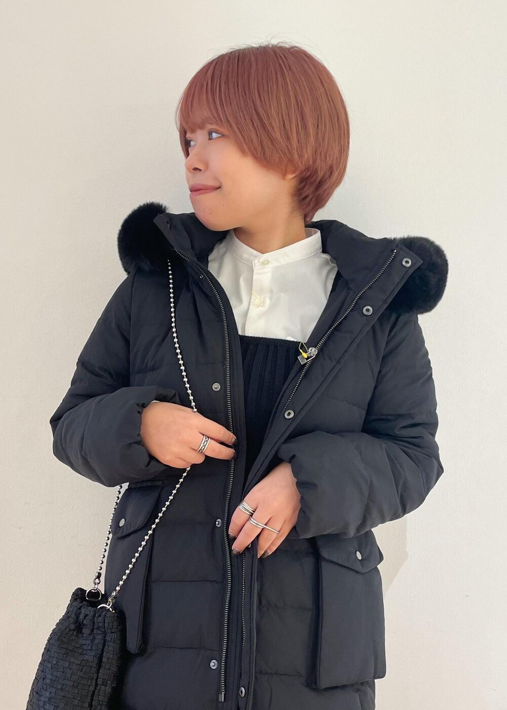 「GDO53100、GDC53130、GDF14010、GDH53140、GIX63390、GIA63050、休日スタイル、お出かけコーデ、23W冬の新作、24W春の新作、骨格ストレート、キレイめカジュアル、キレイめカジュアルコーデ、キレイめカジュアルスタイル、プチプラ」｜「ROPE' PICNICの【CM着用商品】ソフトストレッチブーツ（ブーツ、ブラック系）」を使った、ponnuさん（レディース・154cm）の冬コーディネートの4枚目の写真