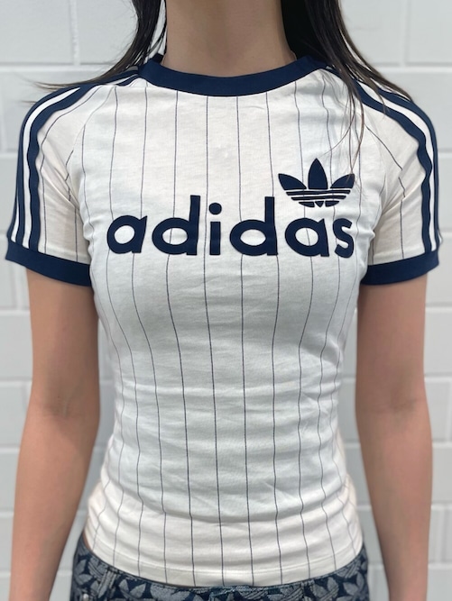 リニア グラフィック カリ半袖Tシャツ、デニム ルーズ モノグラム