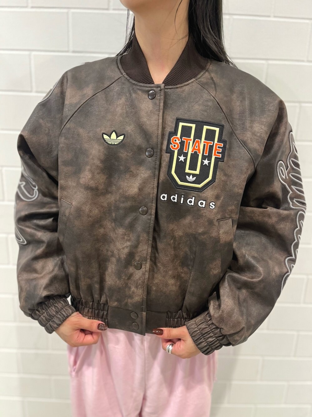 アディダス オリジナルス ATHLETIC DEPT 合成皮革ジャケット フェイクファー バラクラバ、アディダス オリジナルス Athletic Dept