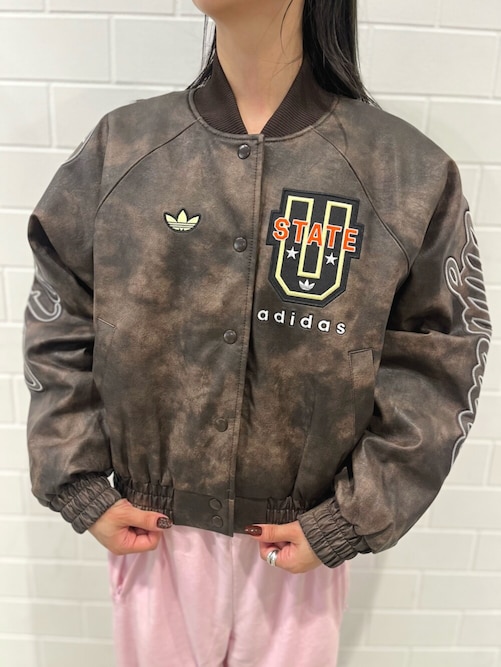 yuuna着用アディダス オリジナルATHLETIC DEPT合成皮革ジャケット アディダス オリジナルス Athletic Dept ビンテージ合成皮革ジャケット
