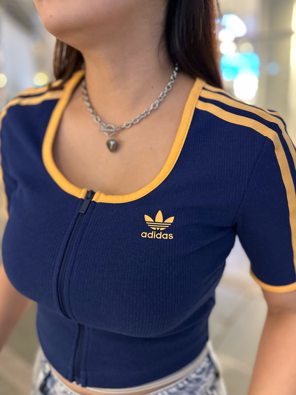 adidas リブ半袖フルジップトップ アディダス リブ半袖フルジップトップ - メルカリ