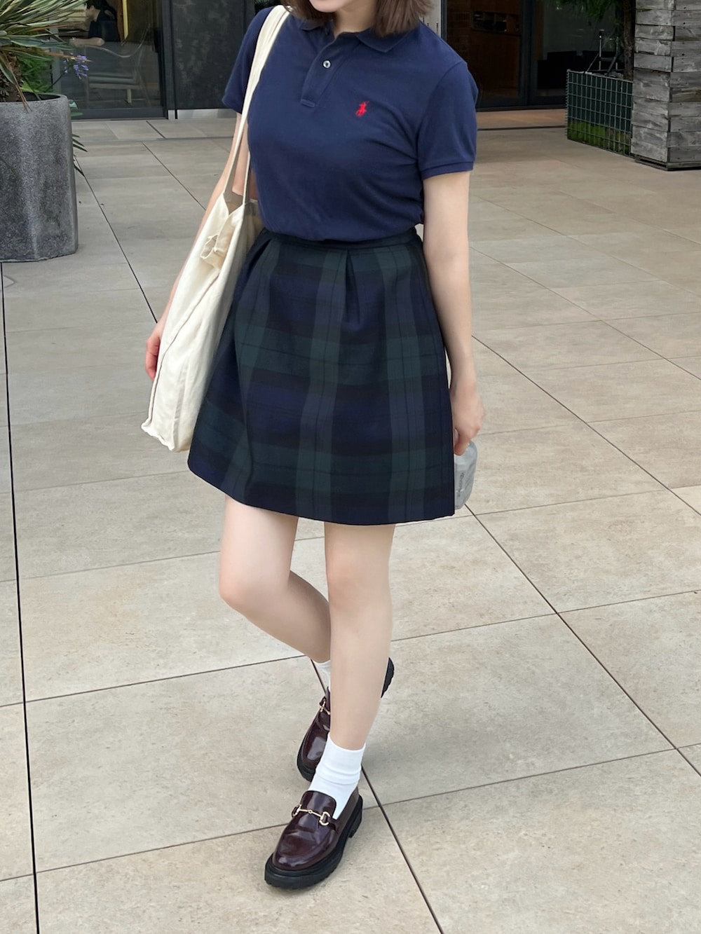 POLO RALPH LAURENのポロシャツを使った「チェックスカート」の