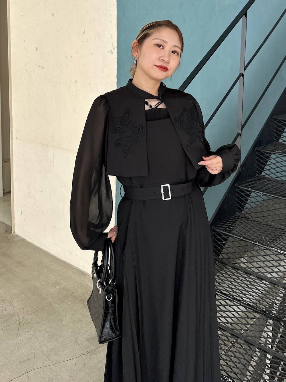 「HARE、秋冬新作、キャミワンピース、ワンピース、きれいめ、着痩せ・細見え、モード、結婚式2次会、休日コーデ、デート/ロマンティック、秋コーデ、女子会、個性派、モテ」｜「HAREのストリングデザインタンクトップ(HARE)（タンクトップ、ブラック系）」を使った、hare_usamiさん（レディース・158cm）の夏コーディネートの4枚目の写真
