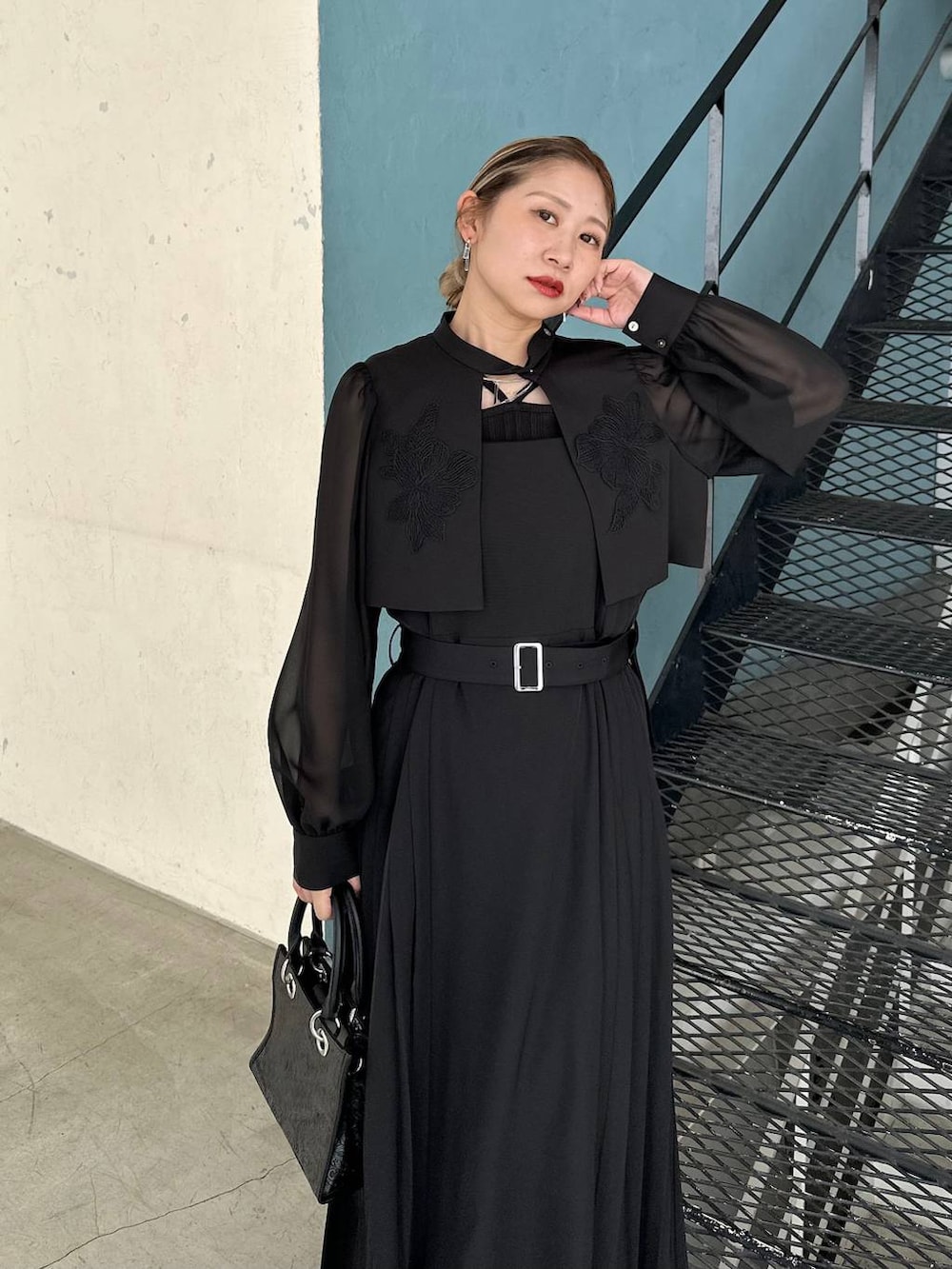 「HARE、秋冬新作、キャミワンピース、ワンピース、きれいめ、着痩せ・細見え、モード、結婚式2次会、休日コーデ、デート/ロマンティック、秋コーデ、女子会、個性派、モテ」｜「HAREのストリングデザインタンクトップ(HARE)（タンクトップ、ブラック系）」を使った、hare_usamiさん（レディース・158cm）の夏コーディネートの5枚目の写真