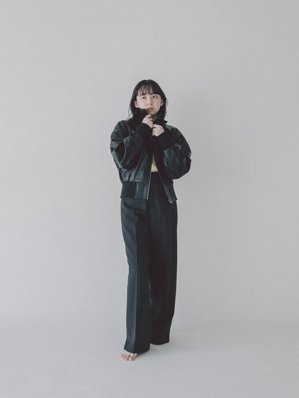 poff back leather blouson レザーブルゾン勝田里奈