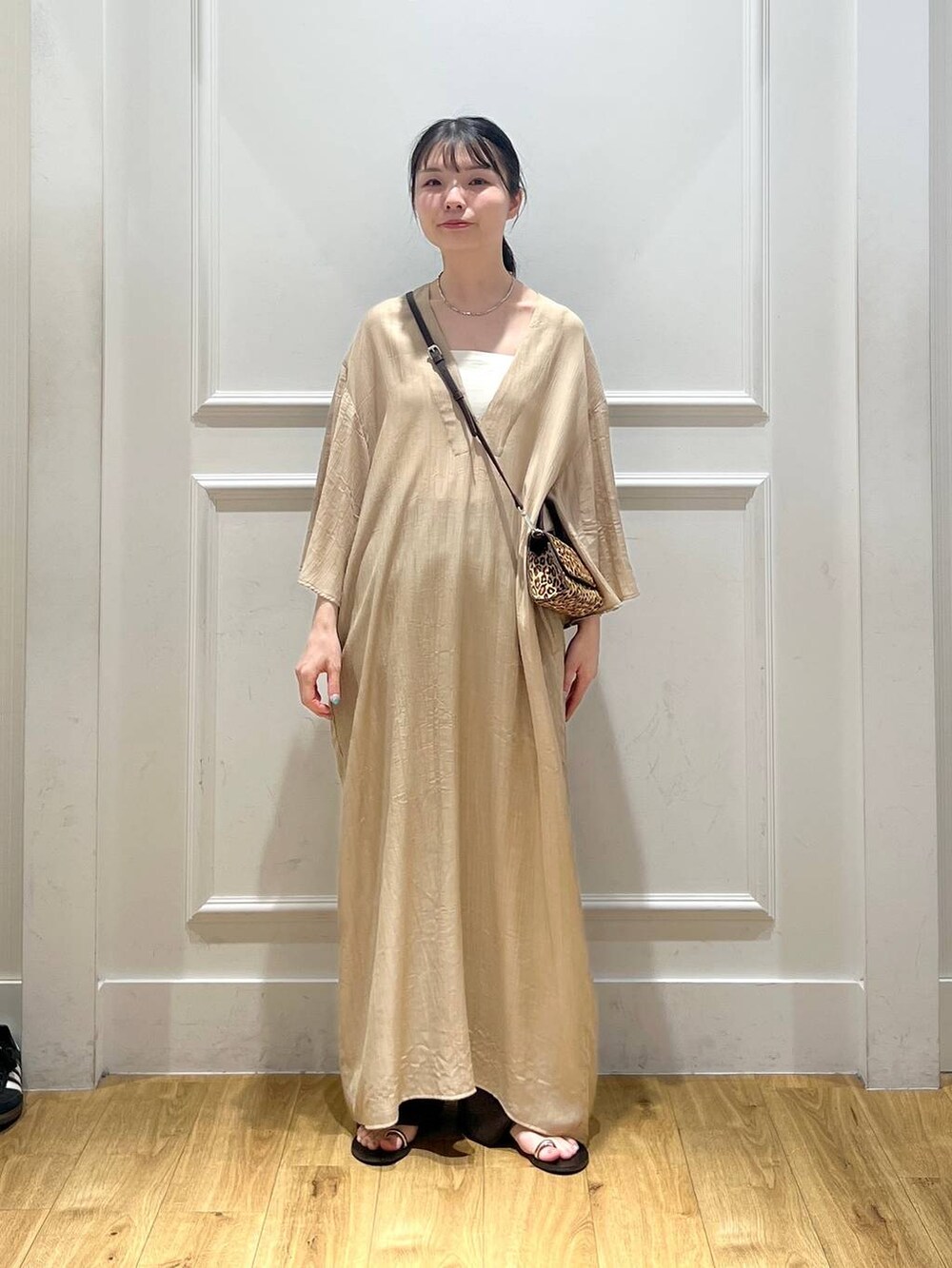 「カジュアル、フェミニン、きれいめ、SNAP_apart by lowrys、apart by lowrys」｜「A part byの≪追加2≫SUS/ビーズネックレス（ネックレス、シルバー系）」を使った、ゆいぴさん（レディース・156cm）の夏コーディネートの5枚目の写真
