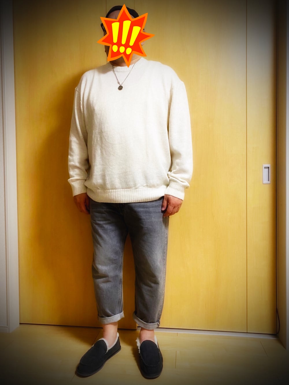 「ニット、デニム、H&M、ZARA、大人カジュアル、プチプラ、シンプルコーデ、カジュアルコーデ、お洒落さんとつながりたい、フィッシャーマンキャップ、40代ファッション」｜「ZARAのアイテム（ハンチング/ベレー帽、ブラック系）」を使った、tomopさん（メンズ・170cm）の秋コーディネートの2枚目の写真