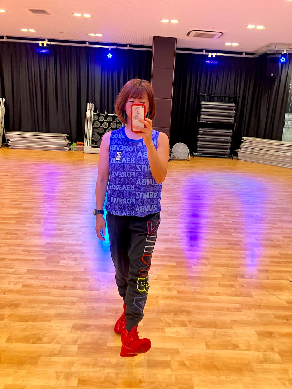 「ZUMBA、エアロビクス、フィットネス、誕生日」｜「adidasのアイテム（タンクトップ、グリーン系）」を使った、SAYU さん（レディース・156cm）の夏コーディネートの2枚目の写真