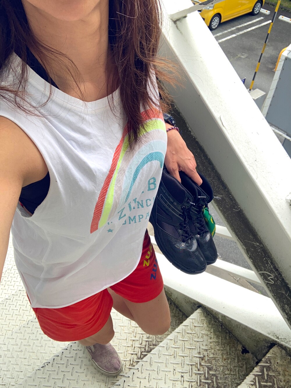 「ZUMBA、フィットネス、台風」｜「ZUMBAのアイテム（タンクトップ、ピンク系）」を使った、SAYU さん（レディース・156cm）の夏コーディネートの2枚目の写真