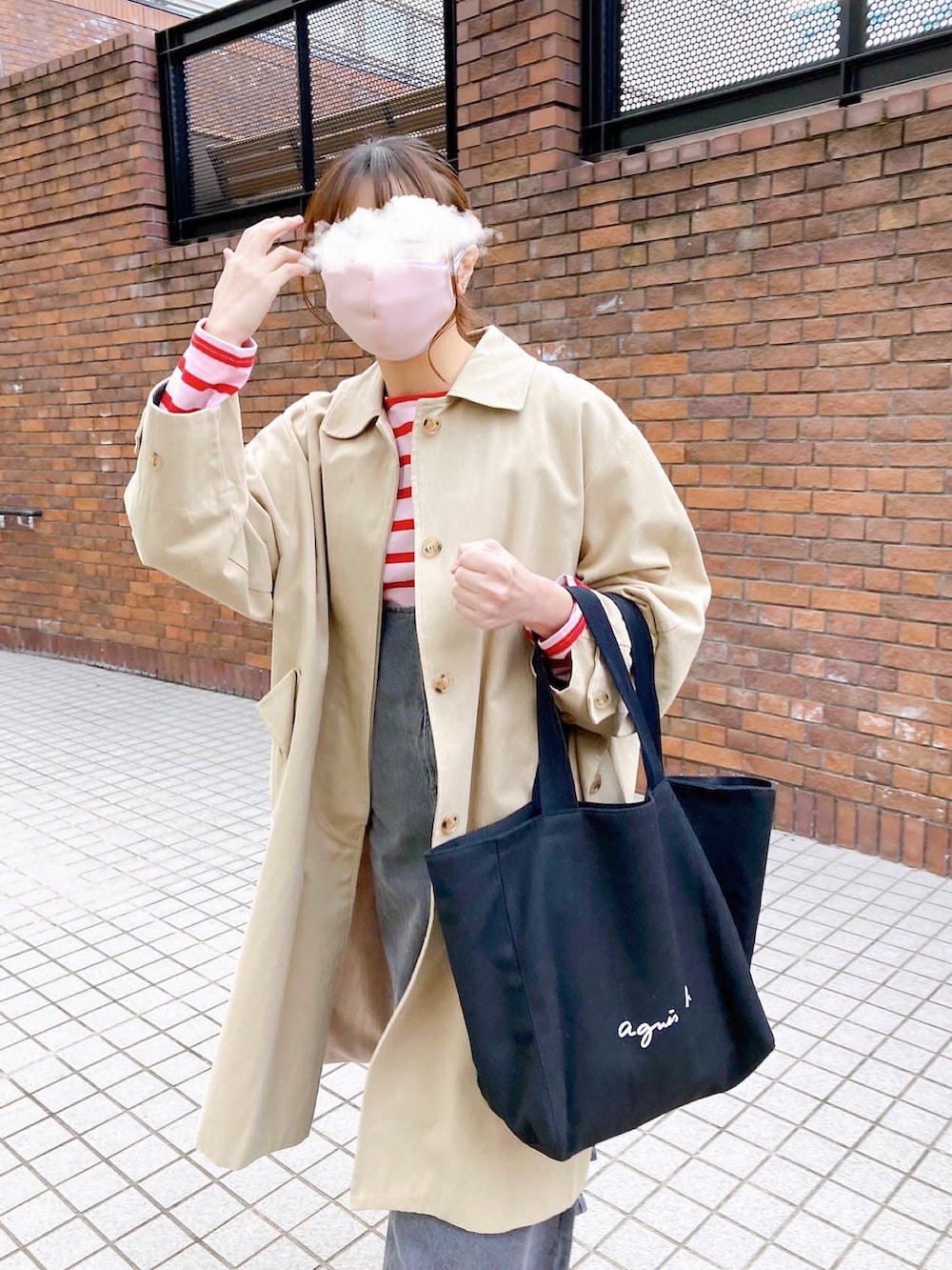 【POPOLARE 】❤️ベージュブラウン トートバッグ　夏物コーデ kotoe｜agnes b.のトートバッグを使ったコーディネート - WEAR