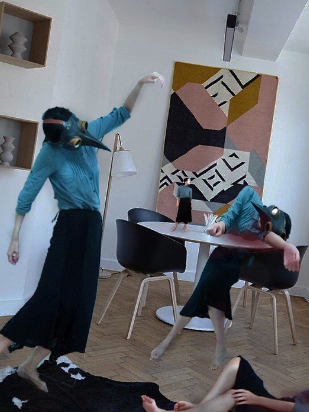 「秋服、休日スタイル、カジュアルスタイル、オトナ女子、きれいめカジュアル」｜「IMAGEのアイテム（スカート、ブラック系）」を使った、竹と修行さん（レディース・169cm）の秋コーディネートの2枚目の写真